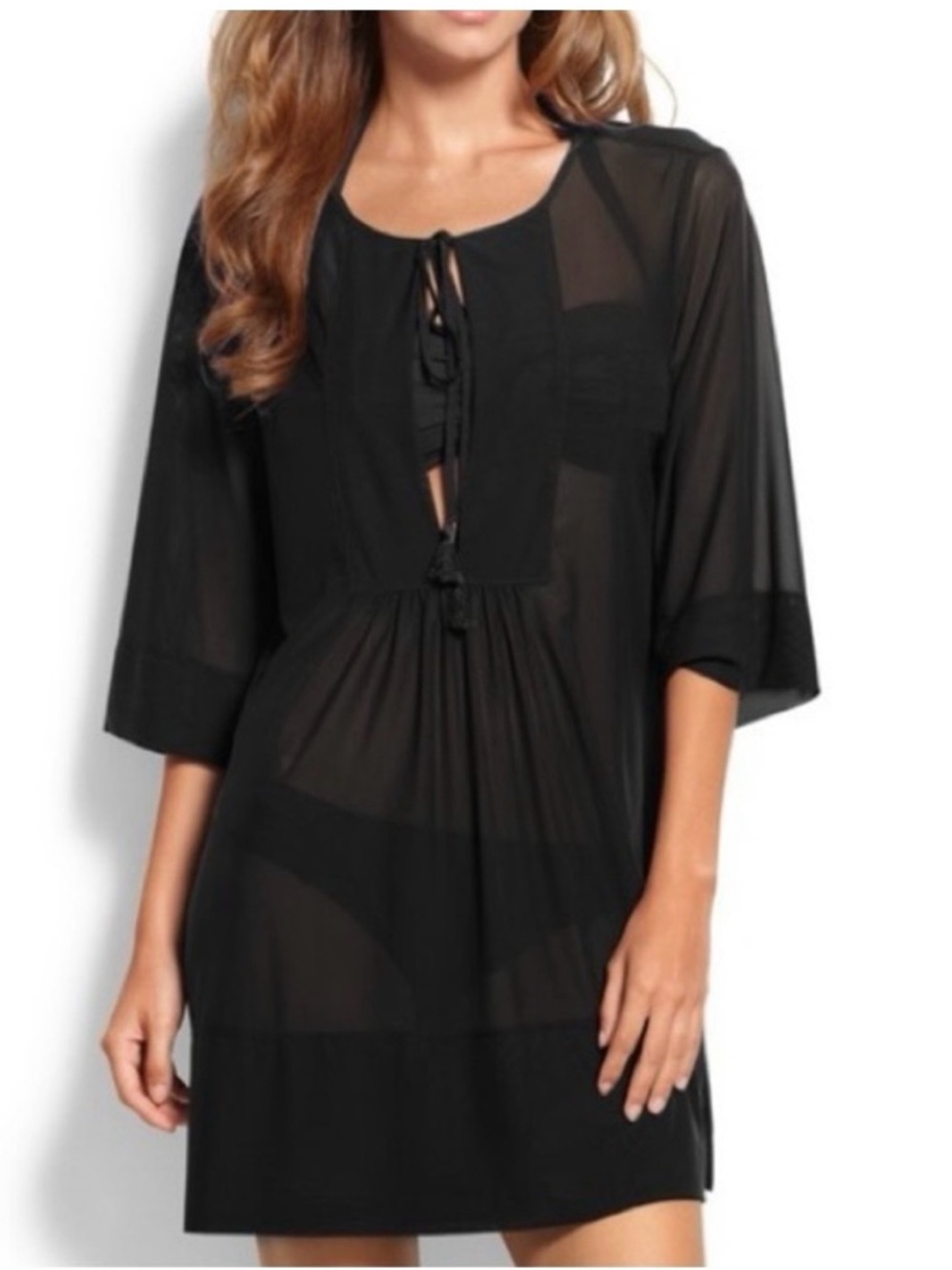 Tommy Bahama Sheer Black Beach Dress Swimsuit Coverup